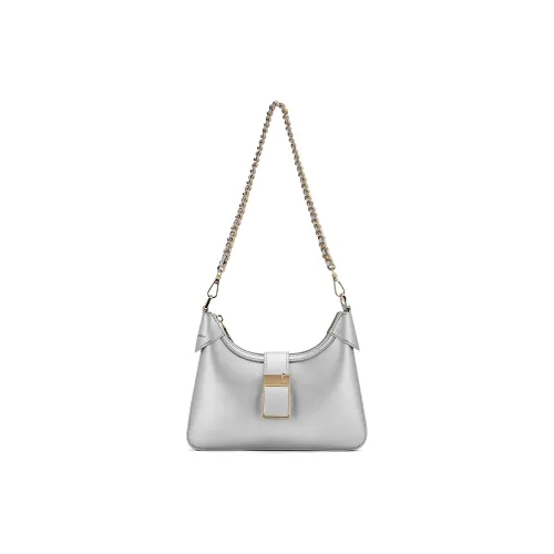 ROBERTA DI CAMERINO Cow Leather Half Moon Bag Dumpling Bag Shoulder Bag Crossbody Bag Women's Black/Silver