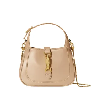 GUCCI Jackie 1961 Leather Crescent Bag Shoulder Bag Crossbody Bag Handbag Extra Mini Women's Light Beige