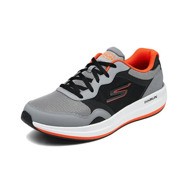 Skechers Cushioning Anti Slip And Wear Resistant Low Top Casual Running Shoes Men's Gray Black Orange-2