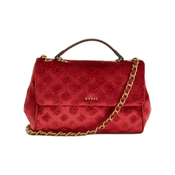 GUESS Velvet Handbag Shoulder Bag Crossbody Bag Women's Red