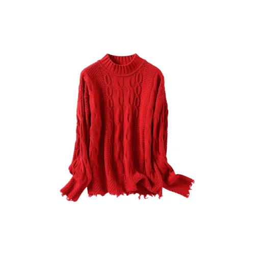 Vidolas Sweaters Women's Elegant Poetic Red