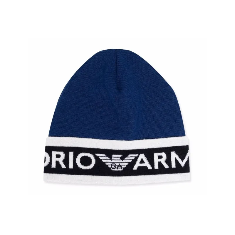 EMPORIO ARMANI Virgin Wool Beanies Kids' Blue-0