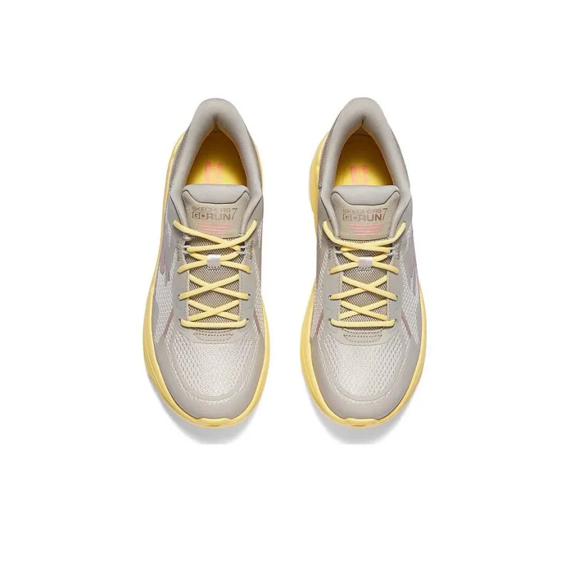 Skechers Slip Resistant Low Top Running Shoes Women's Gray Yellow-4