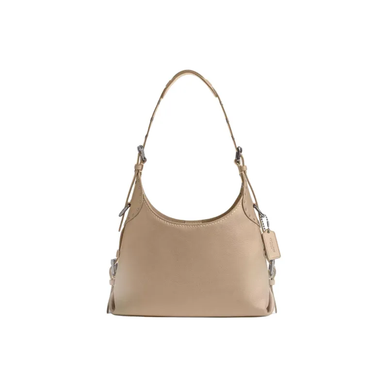 COACH Cargo Grain Leather Handbag, Shoulder Bag Large Size Women's Silver & Pebble-0