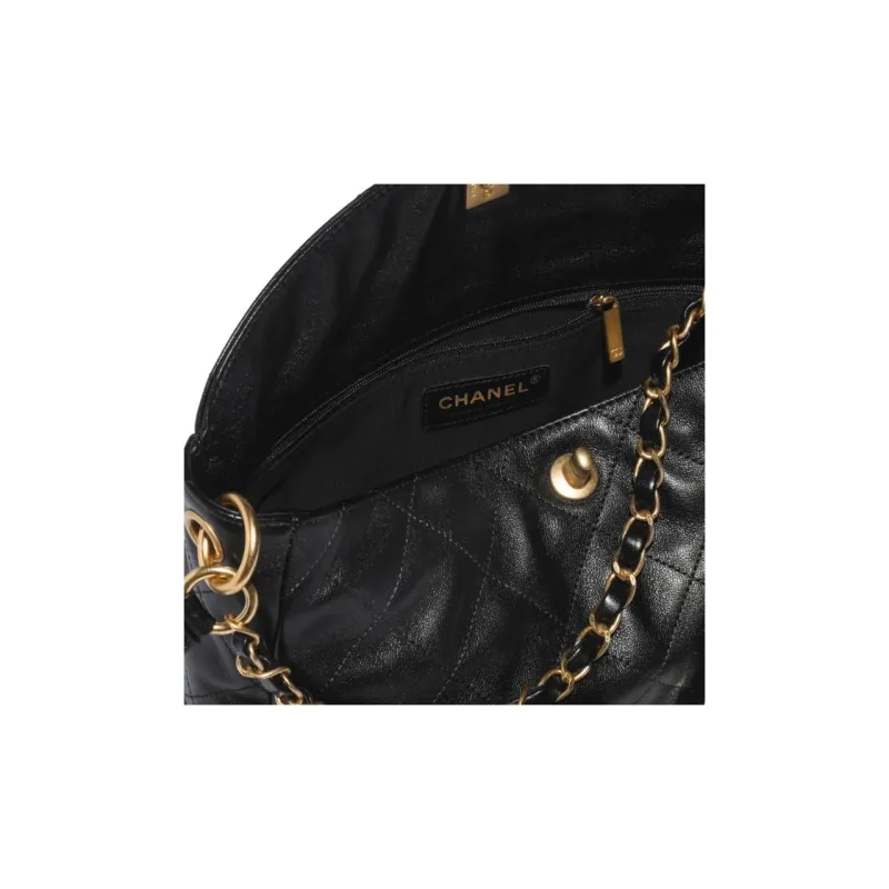 CHANEL Smooth Cow Leather Handbag, Shoulder Bag, Crossbody Bag Large Size Women's Black-3