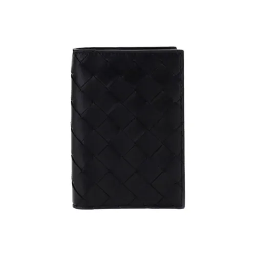 Bottega Veneta Calfskin Combined With Lambskin Passport Clip Wallet Women's Black