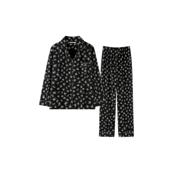 MEITENG Pajama Set Spring And Fall Season Women's Black