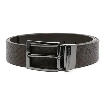 EMPORIO ARMANI Weave-embossed Reversible Leather Belt