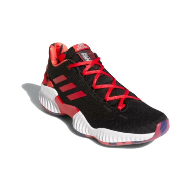 Adidas Pro Bounce 2018 Durable Breathable Low Top Running Shoes Unisex Black Red-2
