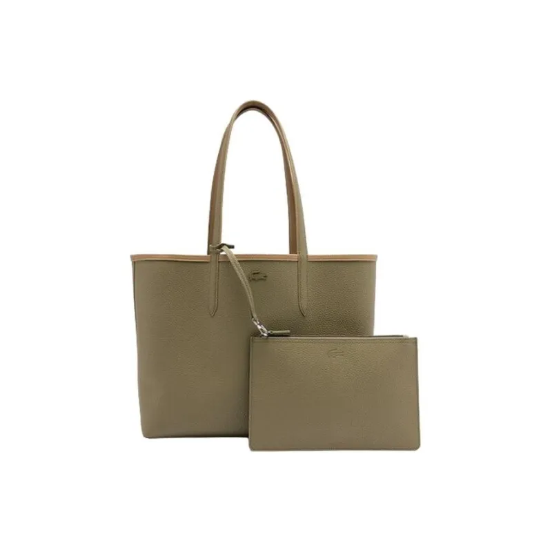 LACOSTE PVC Tote Bag Shopping Bag Shoulder Bag Handbag Women's Brown & Green-1