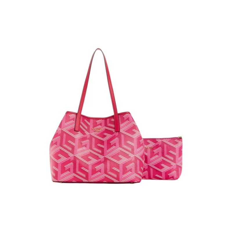 GUESS Artificial Leather Tote Bag Shopping Bag Shoulder Bag Handbag Women's Pink-3
