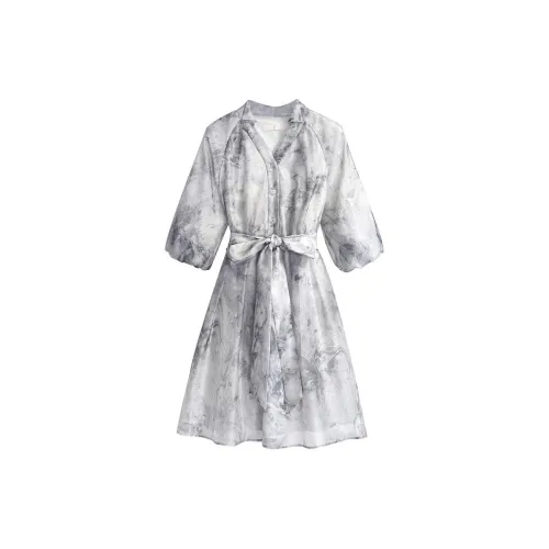 Silky Queen Long-Sleeved Dresses Women's White