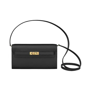 HERMES Kelly To Go Epsom Leather Wallets Shoulder Bag Crossbody Bag Women's Noir Black