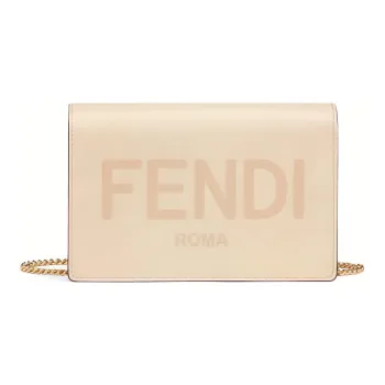 FENDI Cow Leather Wallet Shoulder Bag Crossbody Bag Mini Women's Light Pink Candy Color
