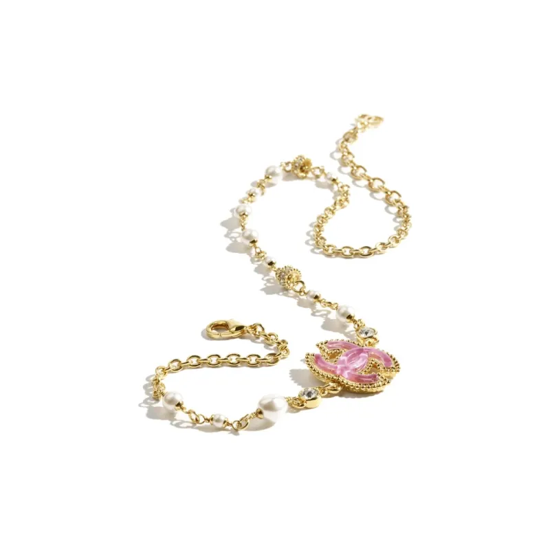CHANEL Metal, Resin, Artificial Pearl, Rhinestone, Crystal Necklaces Women's Gold-2