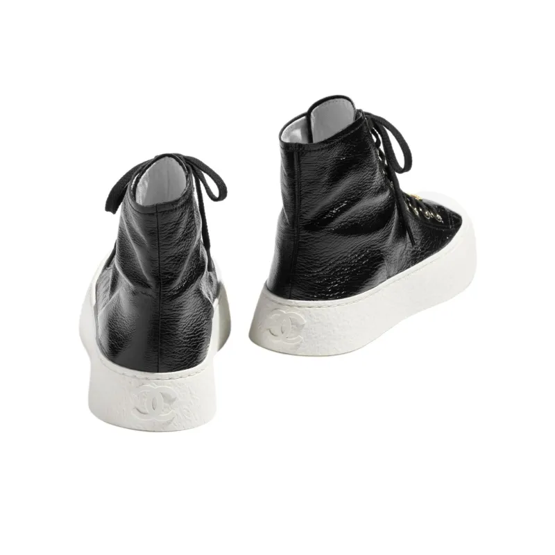 CHANEL High Top Skateboard Shoes Women's Black-3