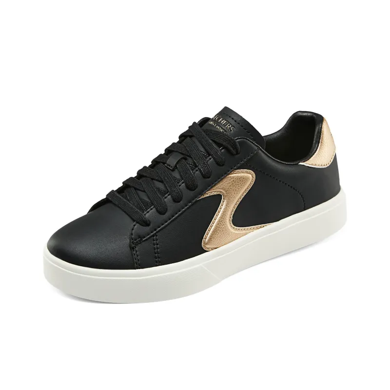 Skechers Low Top Skateboard Shoes Women's Black Gold-2