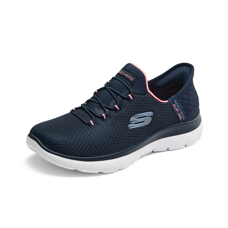 Skechers Hands Free Slip Ins Anti Slip Wear Resistant Low Top Casual Shoes Women's Blue Pink-2