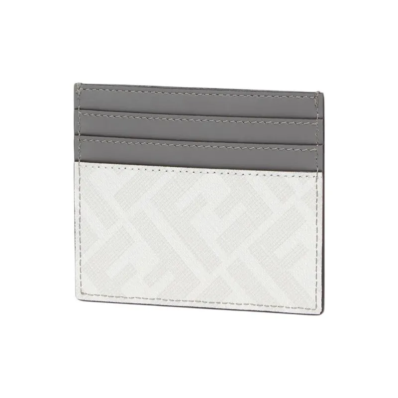 FENDI Fabric With Calfskin Card Holder Card Holder Men's Gray-2