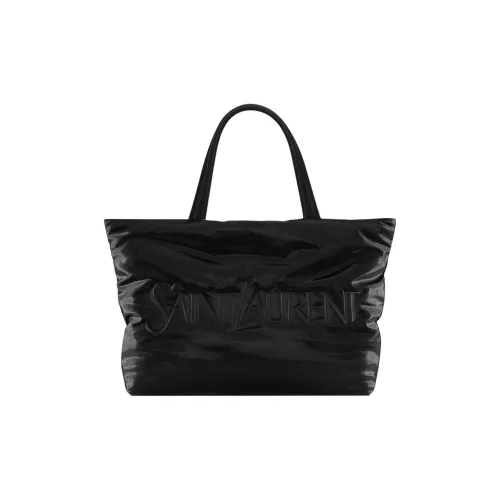 SAINT LAURENT SILKTECH Canvas Canvas Bag Tote Bag Shopping Bag Shoulder Bag Handbag Men's Black