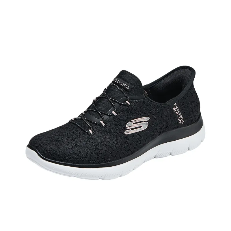 Skechers Hands Free Slip Ins Cushioned Wear Resistant Breathable Low Top Running Shoes Women's Black-2