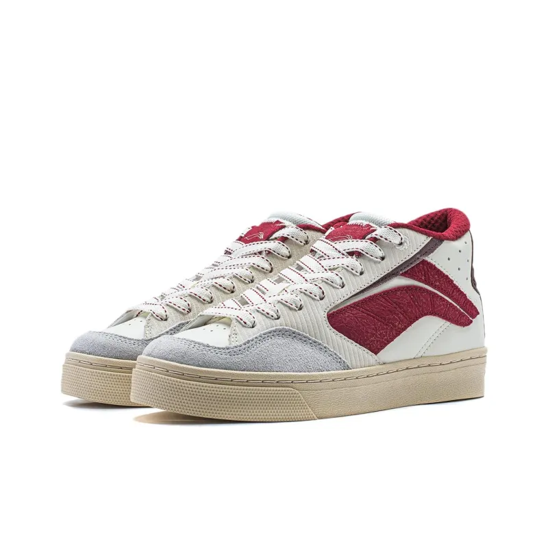 LiNing Wave 180 Slip Resistant Cushioning Support Wear Resistant Low Top Skateboard Shoes Men's White Red-2