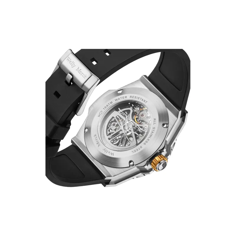 Welly Merck Automatic Mechanical Movement Watch Men's Watches Cut Out Dial-9