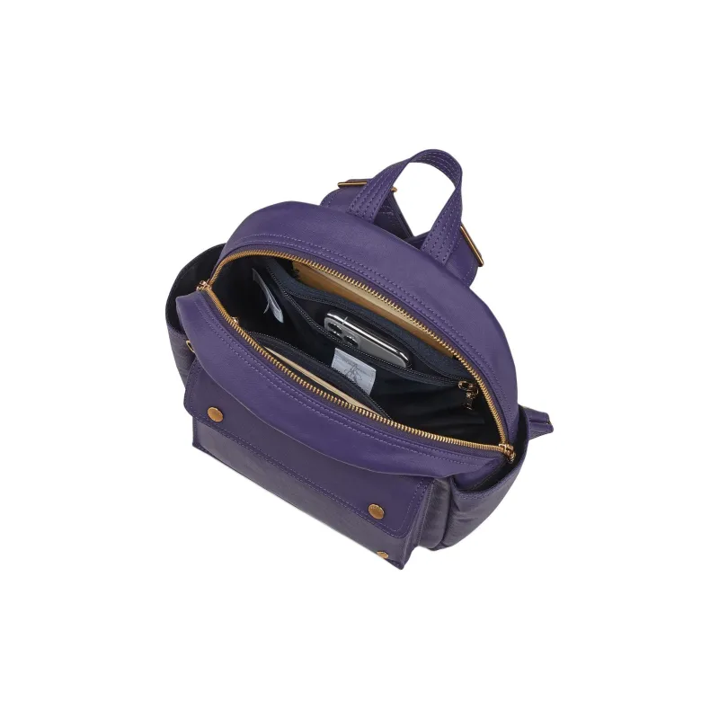 PORTER Linen With PU And Leather Patchwork Backpack Unisex Smoke Purple-3