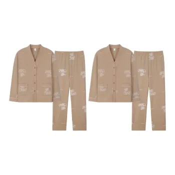 Sha Qian Pajama Set Spring And Fall Season Unisex Camel