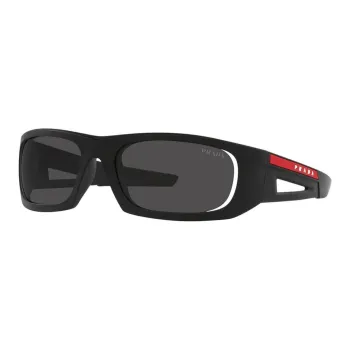 PRADA Acetate Rectangular Sunglasses Unisex Black
