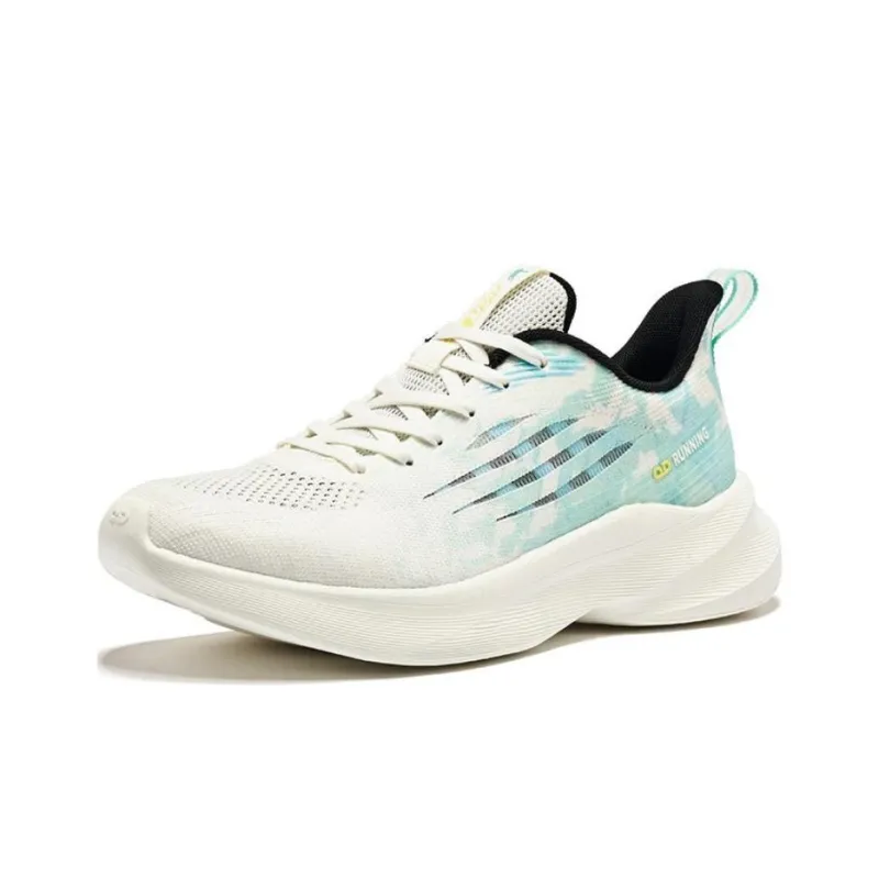 QIAODAN Sigh 4.0 Cushioning Anti Slip And Wear Resistant Low Top Running Shoes Men's White Green-1