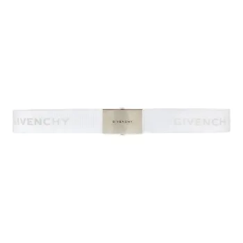 GIVENCHY Letter Logo Plate Buckle Leather Belts Men's White