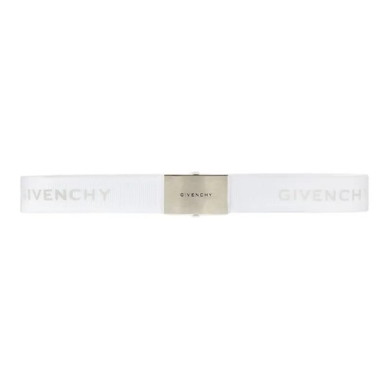 GIVENCHY Letter Logo Plate Buckle Leather Belts Men's White-0