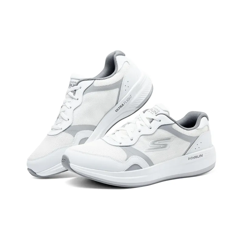 Skechers Go Run Pulse Cushioning Wear Resistant Low Top Running Shoes Men's White Gray-3