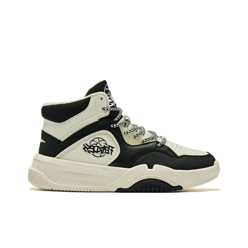 Erke DynaSky Wear-Resistant High-Top Skateboard Shoes Women's Ivory Recycling Gray-1