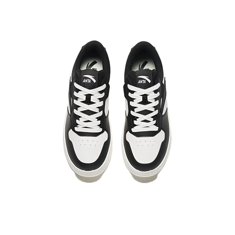 Anta Slip Resistant, Abrasion Resistant, Breathable Low Top Skateboard Shoes Men's Black White-1