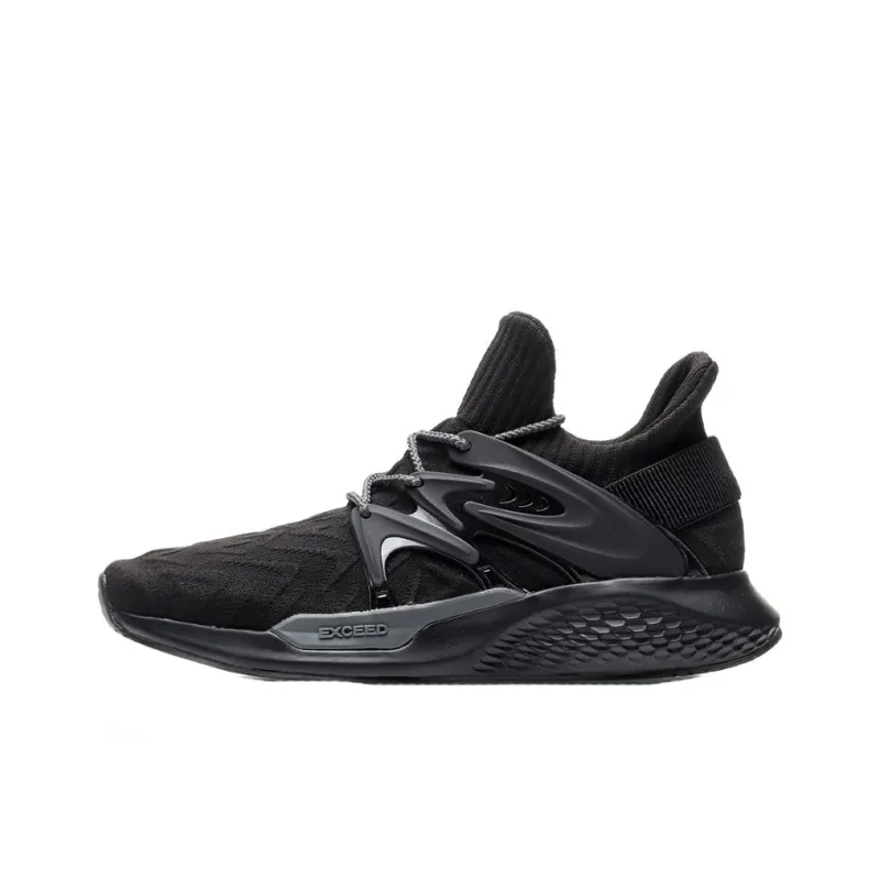 LiNing Cushioned Slip Resistant Breathable Support Low Top Running Shoes Men's Black Gray-0