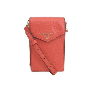 MICHAEL KORS Leather Shoulder Bag, Crossbody Bag Unisex Orange Red