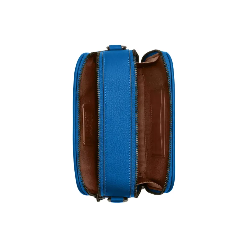 COACH Leather Camera Bag, Shoulder Bag, Crossbody Bag Trumpets Women's Cannon Copper & Bright Blue-2