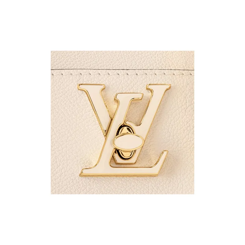 LOUIS VUITTON Grain Calfskin Bucket Bag, Shoulder Bag, Crossbody Bag Women's Quartz White-4