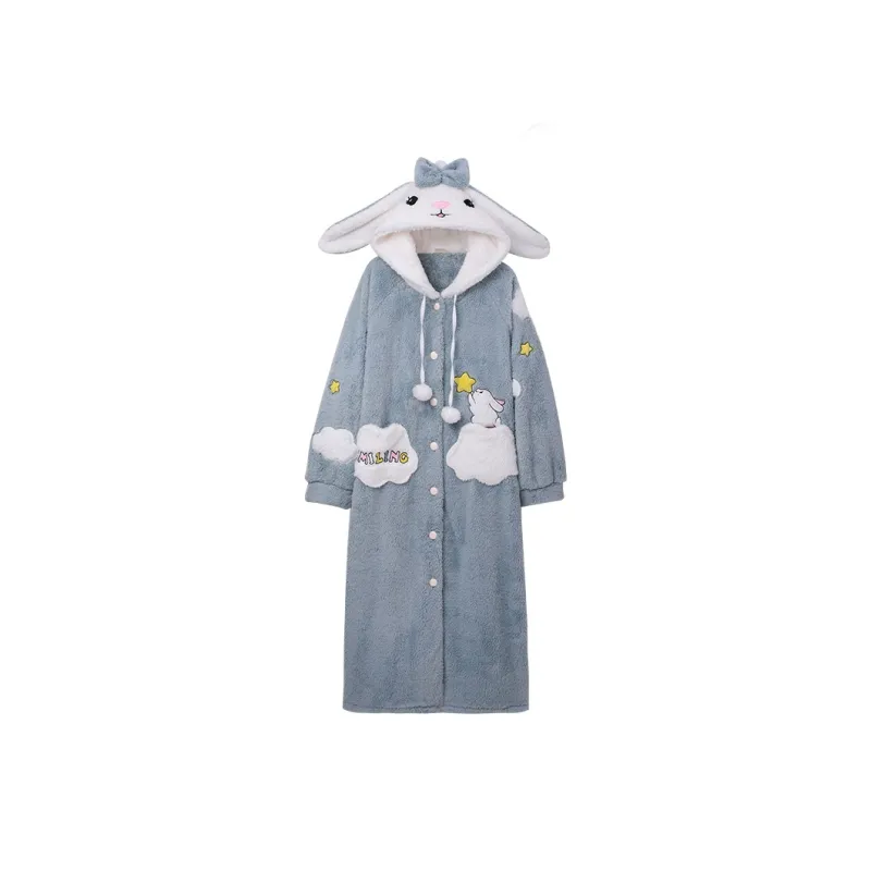 White Ran Women's Bath Robes-0