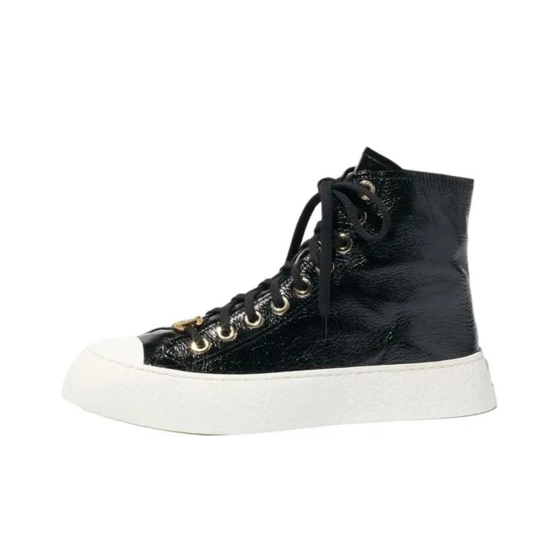 CHANEL High Top Skateboard Shoes Women's Black-0