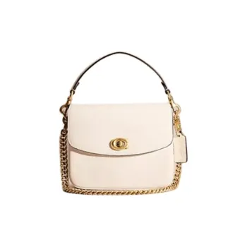 COACH Cassie Polished Pebble Leather Handbag, Shoulder Bag, Crossbody Bag Trumpets Women's White