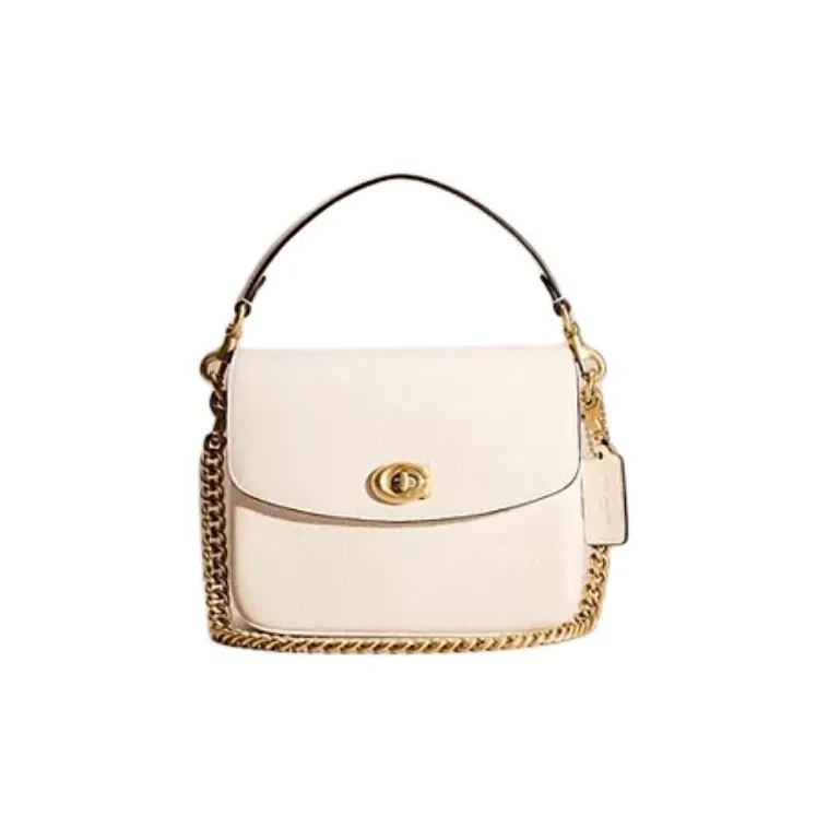 COACH Cassie Polished Pebble Leather Handbag, Shoulder Bag, Crossbody Bag Trumpets Women's White-0