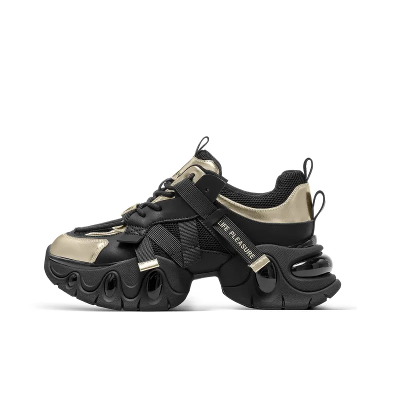 C°BANNER Low Top Chunky Sneakers Women's Black Gold-0