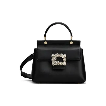 Roger Vivier Leather Shoulder Bag Crossbody Bag Handbag Women's Black