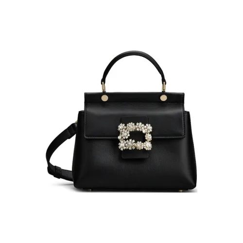 Roger Vivier Leather Shoulder Bag Crossbody Bag Handbag Women's Black