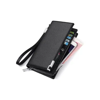 AUGTARLION Cow Leather 50% Off Clutch Wallet Large Size Men's Black