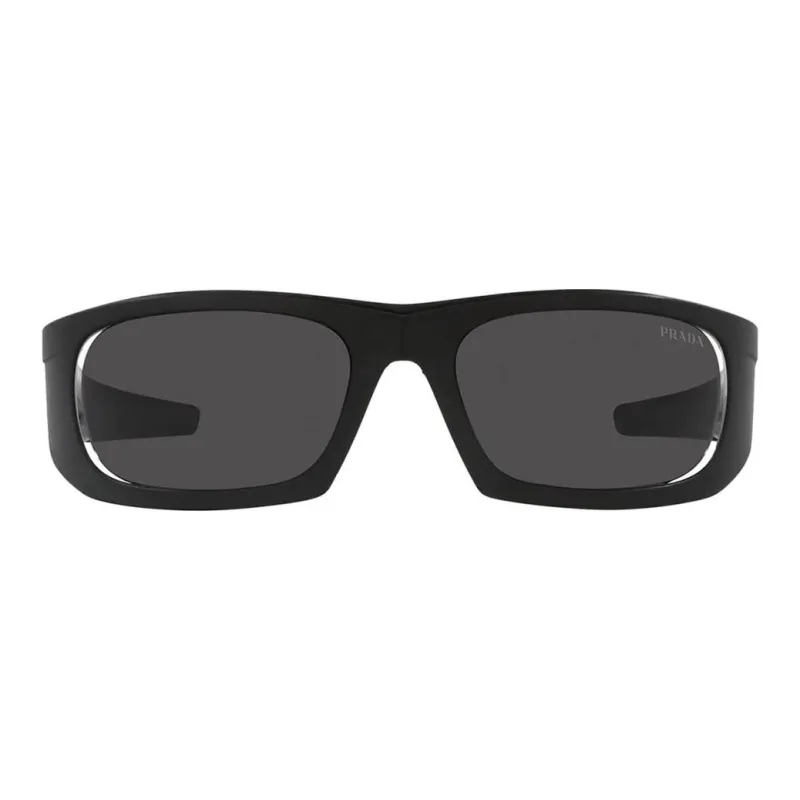PRADA Acetate Rectangular Sunglasses Unisex Black-1