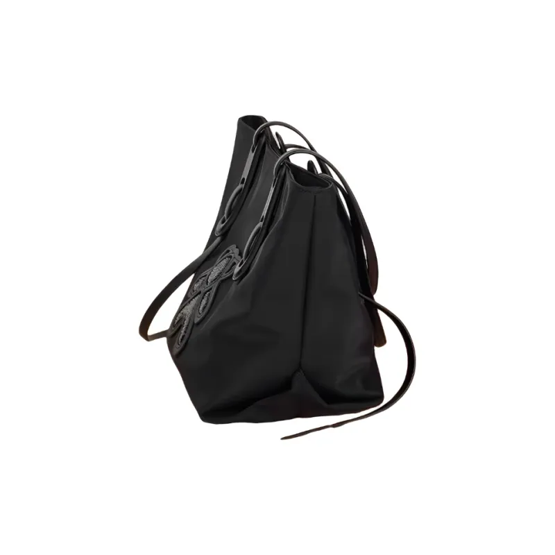 Marino Orlandi Fabric Tote Shoulder Bag Handbag Large Size Women's Black-3